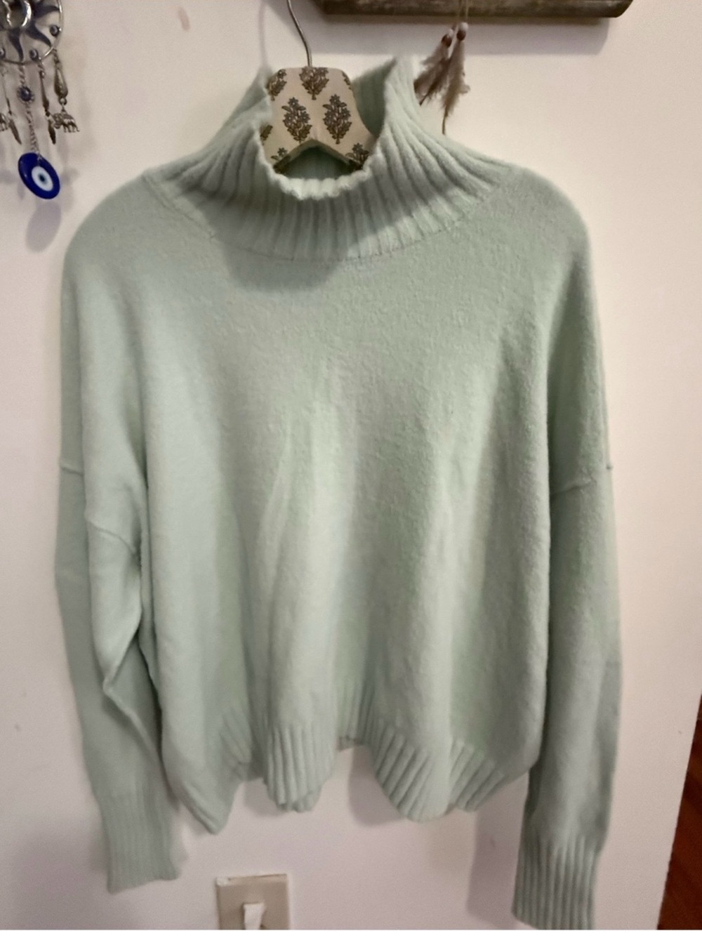 Free People Vancouver Turtleneck Sweater --
Iced Sage - Size Small